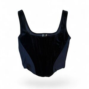 Windsor Black Velvet Scoop-Neck Corset Top